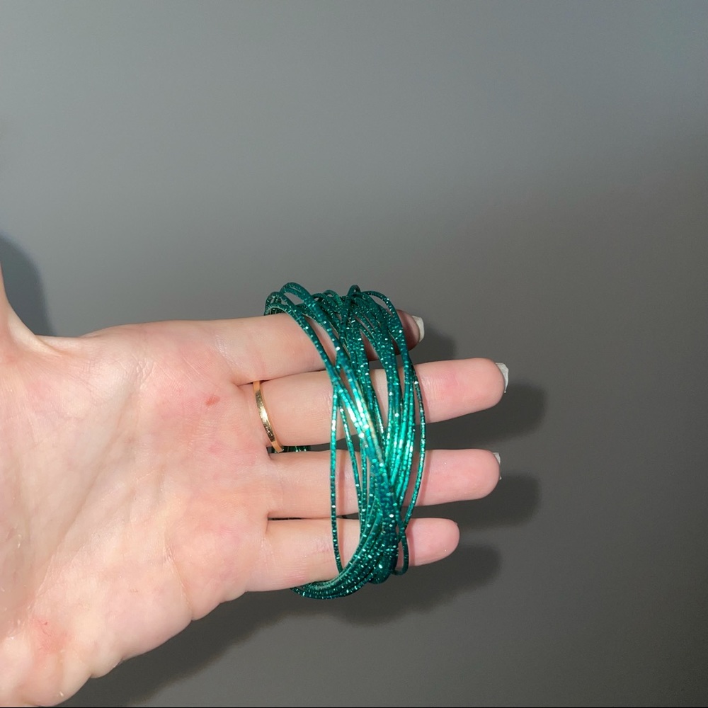 Interlocked Teal Bangle Bracelet - image 1